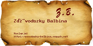 Závodszky Balbina névjegykártya